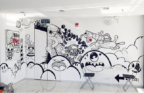 桂东手绘墙并非传统涂鸦。